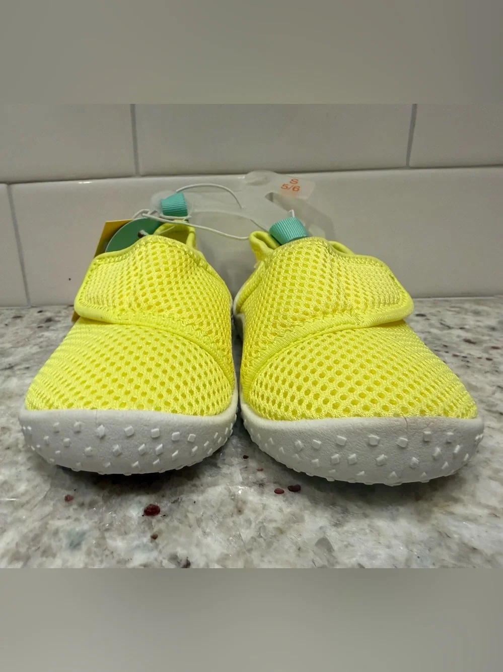 Sun Squad Kids' Yellow Mesh Water Shoes - Slip-On Comfort Size Small 5/6